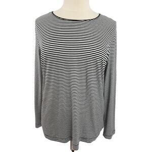 Chicos Black/White Striped Stretch Long Sleeved Top, Size 3 (XL/16)